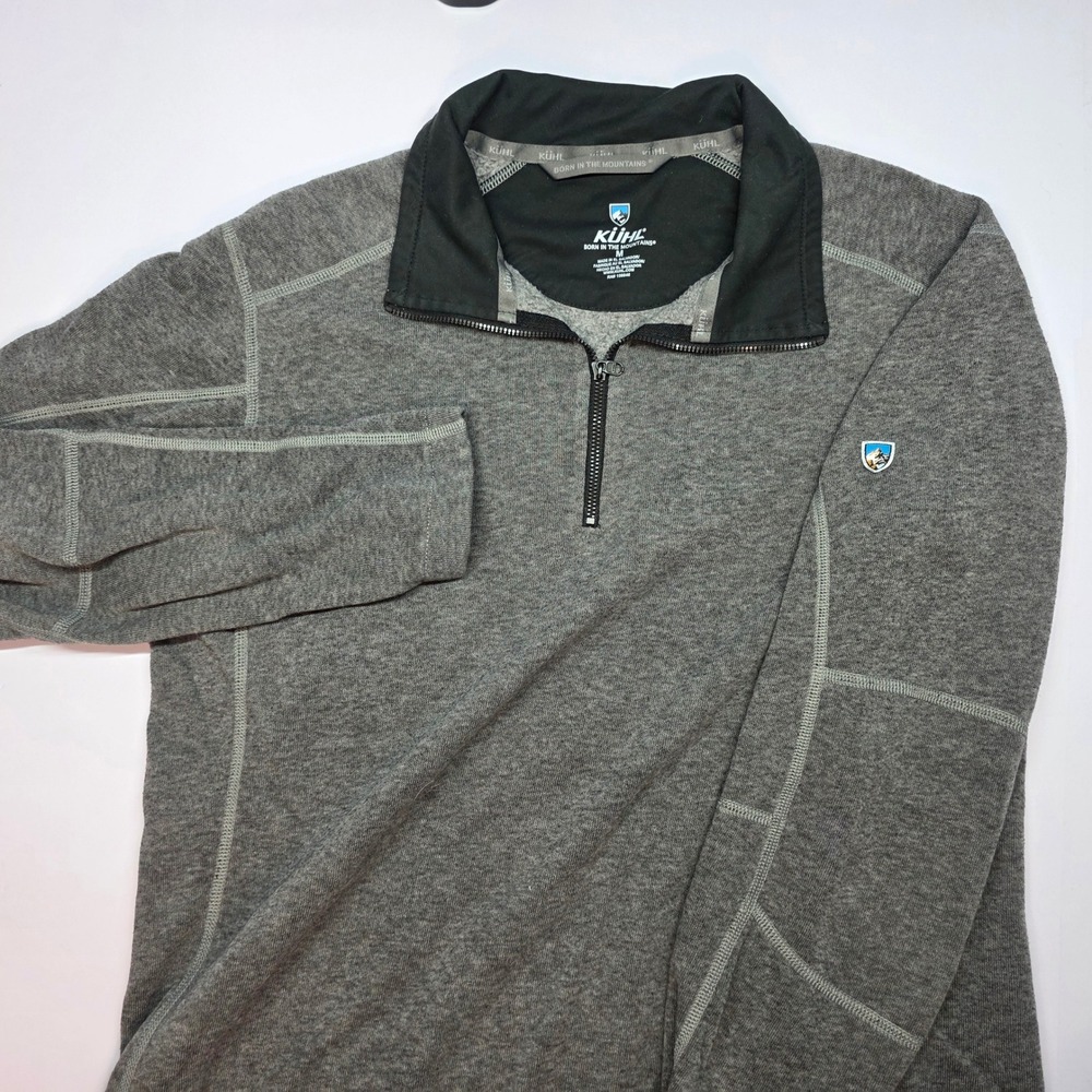 Kuhl Revel 1/4 Zip Sweater Mens Medium Gray Heather Pullover Hiking Performance